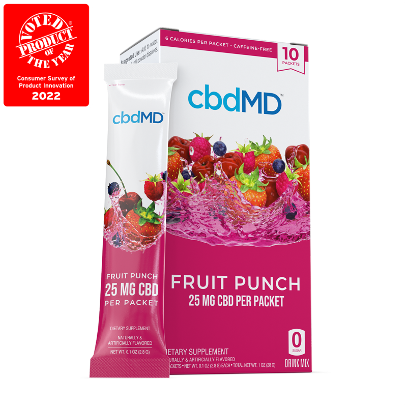 CBD Powdered Drink Mix FRUIT PUNCH - 25MG - 10 COUNT