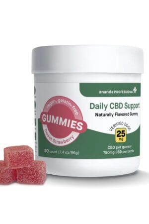 Savor a burst of sweet strawberry flavor while supporting your wellness with Ananda Professional Sweet Strawberry 25mg CBD Fruit Chews.