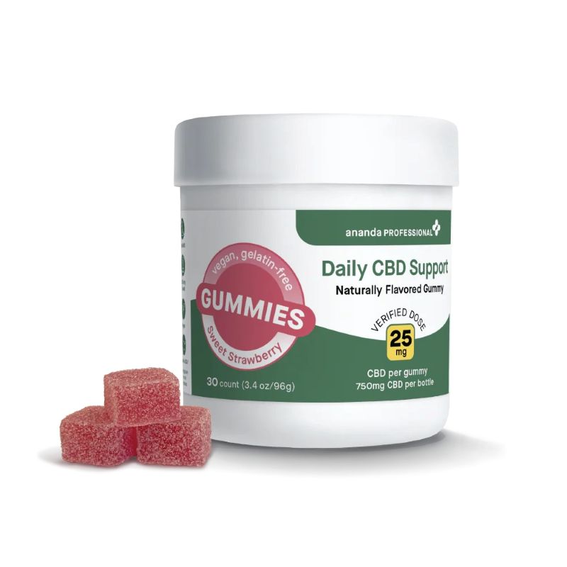 Savor a burst of sweet strawberry flavor while supporting your wellness with Ananda Professional Sweet Strawberry 25mg CBD Fruit Chews.